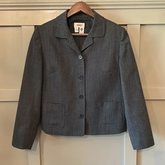 Talbots Wool Blazer Jacket Button Front Charcoal Gray Size 10 Petite - Picture 7 of 7